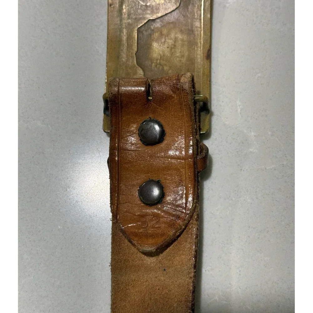 VTG Philmont Scout Ranch Leather Belt 32 Cimarron NM‎ Tooth of Time Brass Buckle